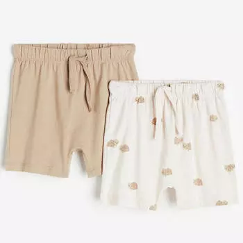Комплект шорт H&amp;M Turtles Jersey, 2 предмета, бежевый