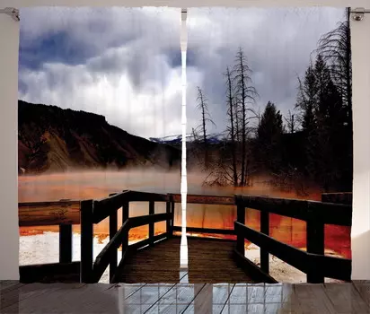 Комплект штор Ambesonne Yellowstone, оранжево-коричневый