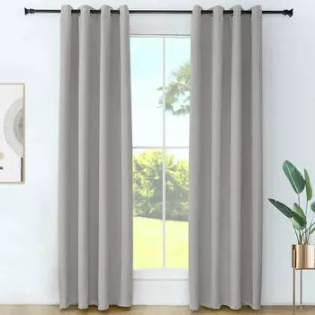 Комплект штор Blackout из 2 термоштор 100% непрозрачный занавес с люверсом светло-серый В x Ш 183 x 117 см Grandekor