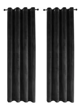 Комплект штор из 2-х рюшей бензиновая лента блэкаут 140х245 см бархатная непрозрачная штора Haus und Deko, черный