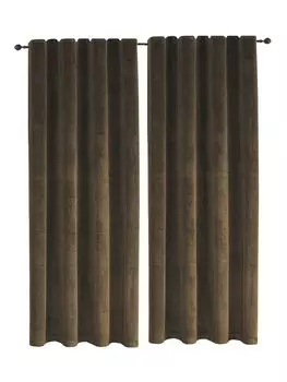 Комплект штор из 2 лент с рюшами, песочно-бежевый, затемняющий, 300 x 245 см, бархатная мягкая непрозрачная штора Haus und Deko