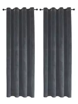 Комплект штор из 2 люверсов серо-коричневый блэкаут 140х245 см бархатная мягкая штора Haus und Deko