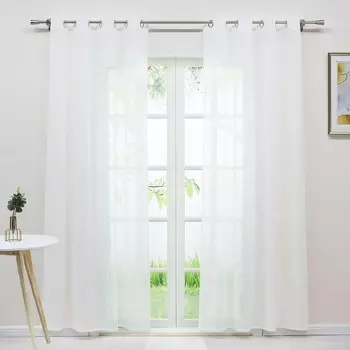 Комплект штор Joyswahl из 2 вуалей с люверсами для штор с вертикальными полосками Полупрозрачный В x Ш 245 x 140 см Белый Упаковка из 2 шт.