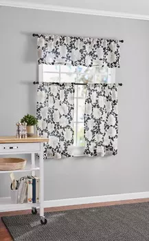 Комплект штор с цветочным принтом Mainstays, черный