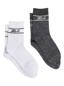 Комплект Signature из двух пар носков с люрексом KARL LAGERFELD, белый