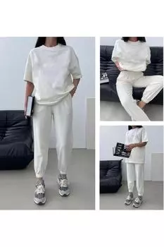 Комплект спортивного костюма - Белый - Свободный крой Afrogiyim, белый