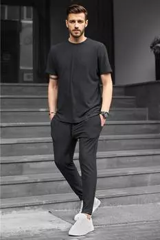 Комплект спортивного костюма - Черный - Свободный крой Madmext