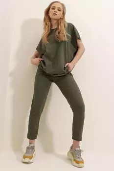 Комплект спортивного костюма - Хаки - Классический крой Trend Alaat Stili, хаки