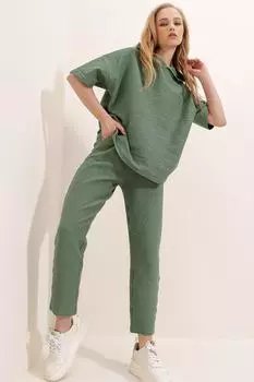 Комплект спортивного костюма - Хаки - Классический крой Trend Alaat Stili, хаки