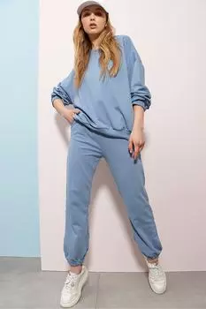 Комплект спортивного костюма - Синий - Классический крой Trend Alaat Stili, синий