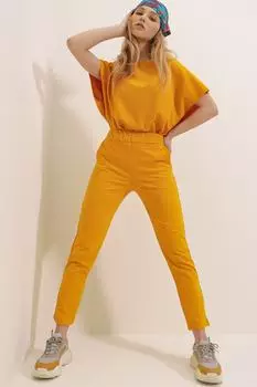 Комплект спортивного костюма - Желтый - Классический крой Trend Alaat Stili, желтый