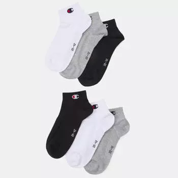 Комплект спортивных носков Champion Quarter Unisex, 6 пар, серый/черный/белый