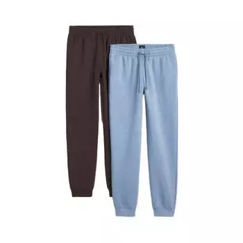 Комплект спортивных штанов H&amp;M Regular Fit Sweatpants, 2 пары, темно-коричневый/голубой