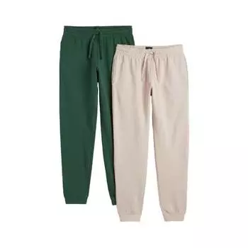 Комплект спортивных штанов H&amp;M Regular Fit Sweatpants, 2 пары, зеленый/светло-бежевый