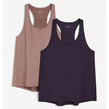 Комплект спортивных топов H&M DryMove, 2 штуки, темно-фиолетовый/бежевый