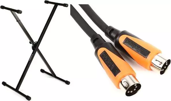 Комплект стоек On-Stage Stand KS7190 Classic Single-X с MIDI-кабелем Roland RMIDI-B10 Black Series — 10 футов On-Stage + Roland KS7190=1 RMIDI-B10=1