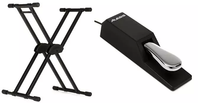 Комплект стойки Roland KS-20X X-Style с двойной распоркой и универсальной педалью сустейна Alesis SP-2 Roland + Alesis KS-20X=1 ASP2=1