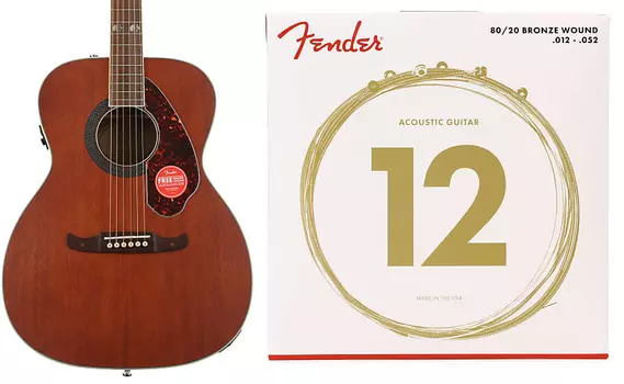 Комплект струн Fender Tim Armstrong Hellcat Natural с накладкой из орехового дерева и струнами Fender 70L 80/20 Bronze для акустической гитары — 0,012–0,052 Light 0971752022=1 0730070403=1