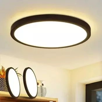 Комплект светодиодных потолочных светильников ZMH из 2 черных для гостиной, 24 Вт, круглый, плоский, современный черный, 3000 К, теплый белый, ультратонкий, IP44, для гостиной, спальни, детской комнаты