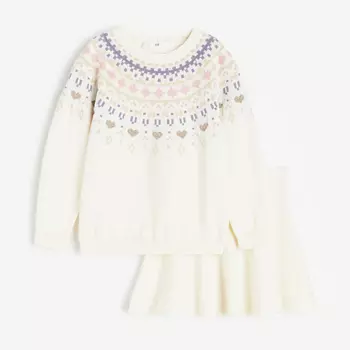 Комплект свитер и юбка H&M Cotton, 2 предмета, белый
