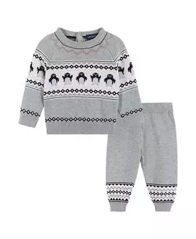 Комплект свитера с жаккардовым узором для маленьких девочек Andy & Evan, серый