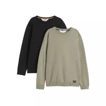 Комплект свитеров H&amp;M 2-pack Fine-knit Sweaters, 2 предмета, черный/хаки