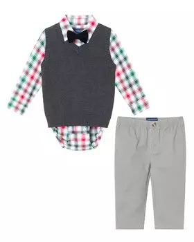 Комплект свитеров на пуговицах в клетку Andy & Evan, белый