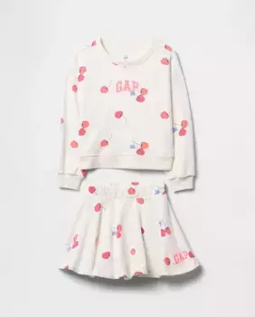Комплект свитшота и юбки с вишневым принтом Gap, белый