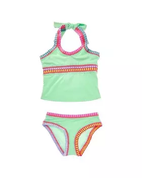 Комплект танкини PilyQ из 2 предметов с радужной вышивкой, зеленый