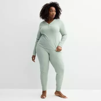 Комплект термопижамного верха и трусов больших размеров Sonoma Goods For Life, цвет Iceberg Green