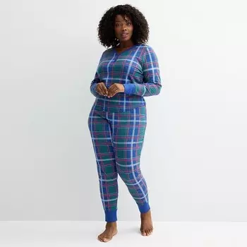 Комплект термопижамного верха и трусов больших размеров Sonoma Goods For Life, цвет Plaid Check Green