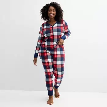 Комплект термопижамного верха и трусов больших размеров Sonoma Goods For Life, цвет White Plaid