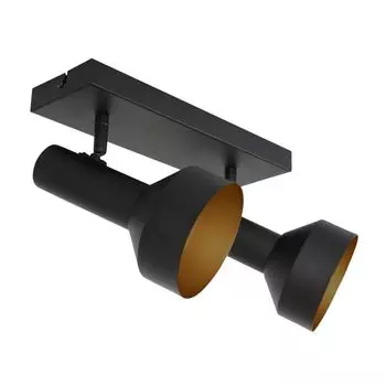 Комплект точечных светильников Steinhauer, 2 лампы, матовый черный с нежным золотом 30х20см