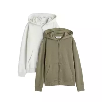 Комплект толстовок H&amp;M 2-pack Hooded Jackets, 2 предмета, светло-серый/хаки