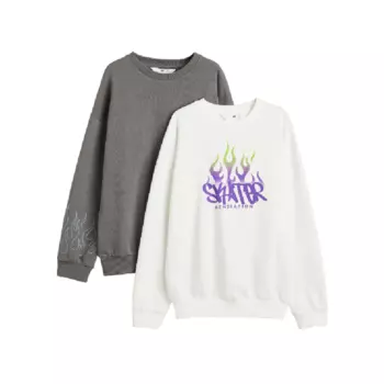 Комплект толстовок H&amp;M 2-pack Sweatshirts, 2 предмета, белый/темно-серый