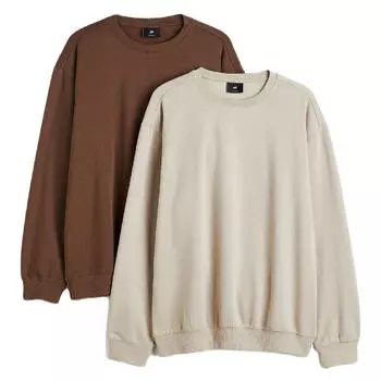 Комплект толстовок H&amp;M Relaxed Fit 2-pak, 2 предмета, коричневый/бежевый