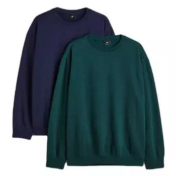 Комплект толстовок H&amp;M Relaxed Fit 2-pak, 2 предмета, темно-синий/темно-зеленый