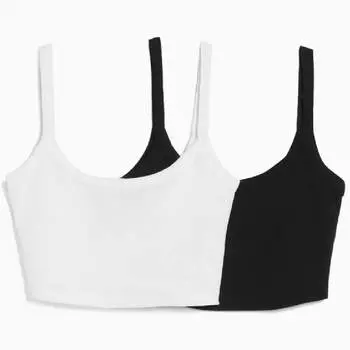 Комплект топов Bershka Cropped Wide Straps, черный/белый