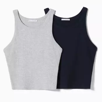 Комплект топов Bershka Sleeveless Ribbed, черный/серый