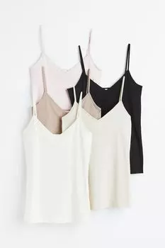 Комплект топов H&M Camisole, 5 предметов, светло-розовый/светло-бежевый/черный