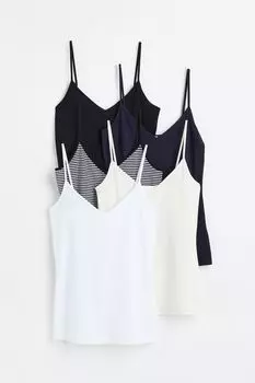 Комплект топов H&M Camisole, 5 предметов, темно-синий/белый