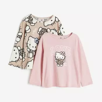 Комплект топов H&M Kids Long-sleeved Jersey Hello Kitty, 2 предмета, светло-розовый