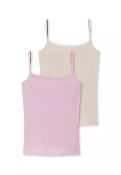 Комплект топов-спагетти, 2 комплекта из хлопкового кружева SCHIESSER, цвет Rosa Beige