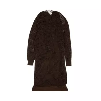 Комплект трикотажного платья из сеточки с бисером Bottega Veneta, цвет Коричневый