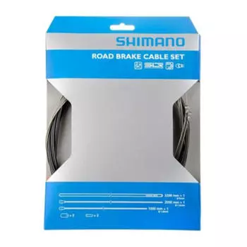Комплект тросов дорожного тормоза сплошной SHIMANO, черный / черный / серый