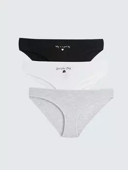 Комплект трусиков бикини с принтом, 3 шт. LCW DREAM, оптический белый