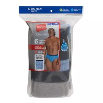Комплект трусов Big & Tall Ultimate Cool Comfort, 6 шт. Hanes
