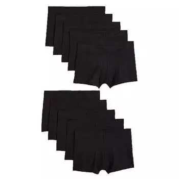 Комплект трусов-боксеров H&M Short Cotton Boxer, 10 предметов, черный