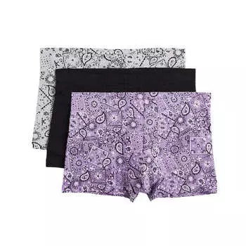 Комплект трусов-боксеров H&amp;M Short Cotton Boxer Paisley-patterned, 3 предмета, фиолетовый