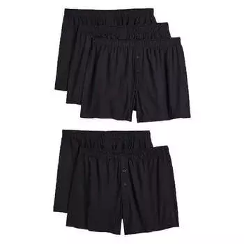Комплект трусов-боксеров H&amp;M Woven Cotton Boxer, 5 предметов, черный